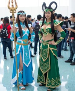 Cosplayers dressed as mythological figures